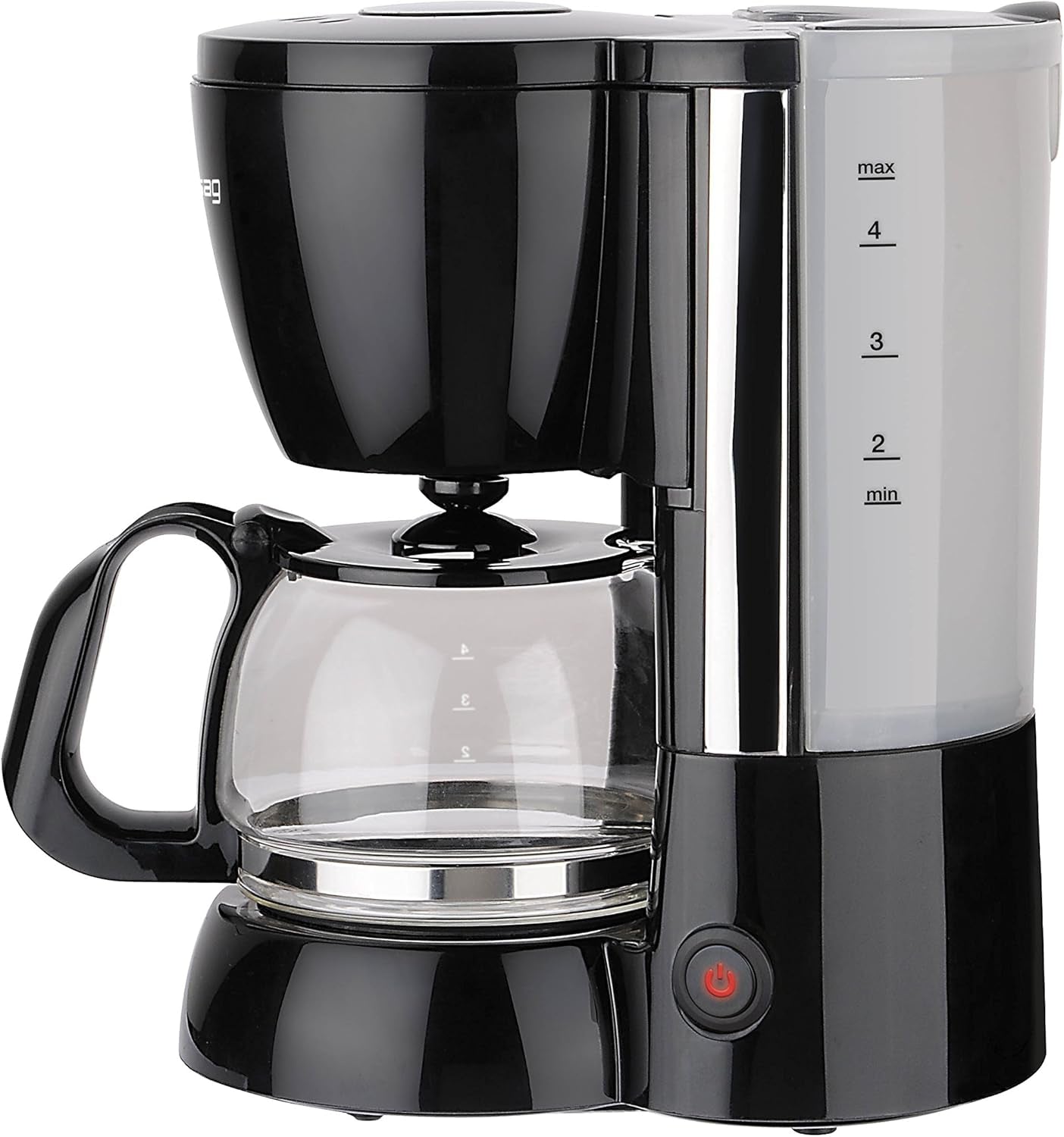 Grobfilterkaffeemaschine mit Glaskaraffe KA 12.17 | 0,6 Liter für 4 Tassen Kaffee | 600 Watt | Schwarz – Edelstahl