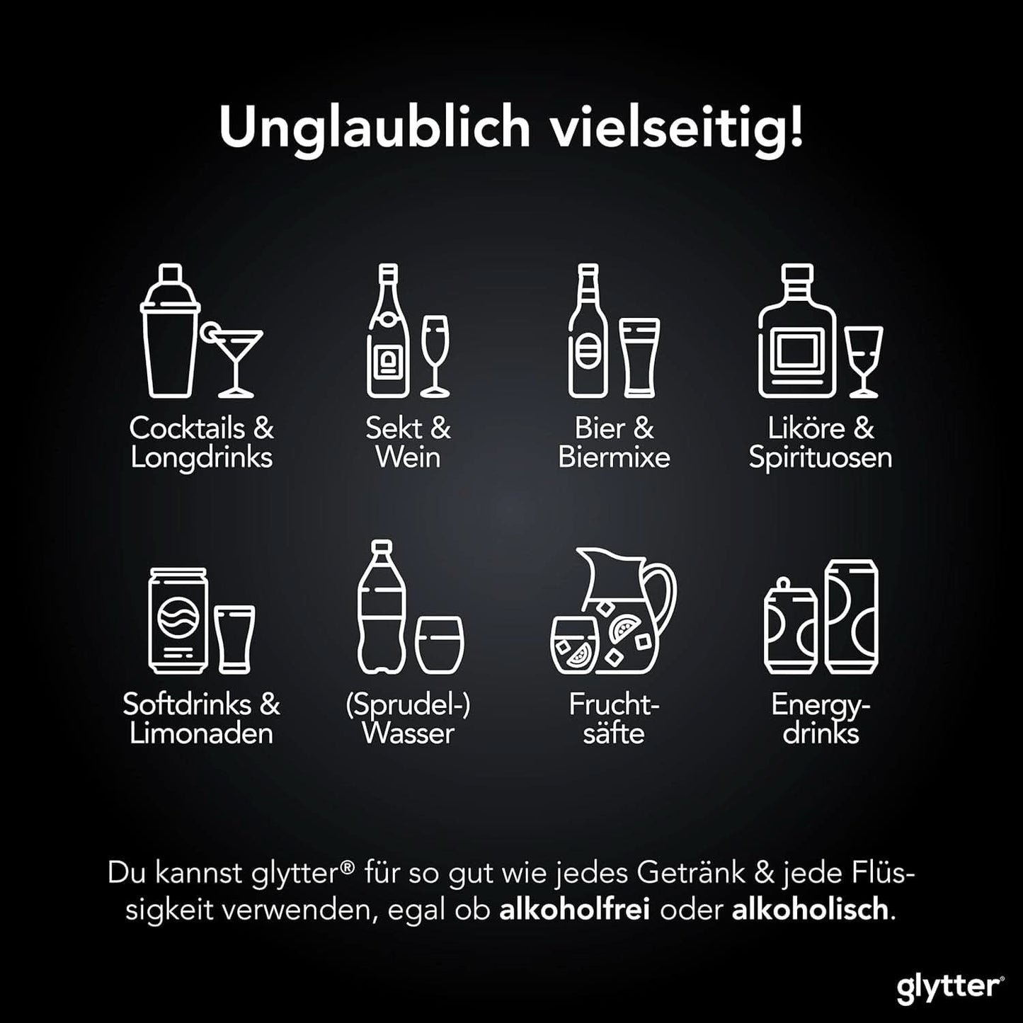 Glitzerpulver für Getränke (Silber) – Essbarer Glitzer für Getränke, 10 Gramm Glitter Naty Shop