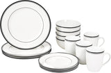 Amazon Basics Coffee Black Rim 16-teiliges Geschirrset für 4 Personen