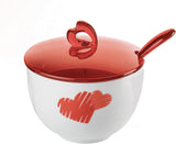 Guzzini - Love, Zuckerdose mit Löffel - transparent rot, 12,6 x 12,6 x H9,8 cm | 200 ccm – 11470065