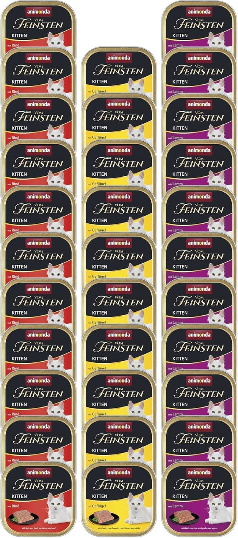 animonda Vom Feinsten Kitten Sorte für Kätzchen (32 x 100 g), getreide- und zuckerfreies Nassfutter für junge Katzen mit 100 % frischen und fleischigen Zutaten.
