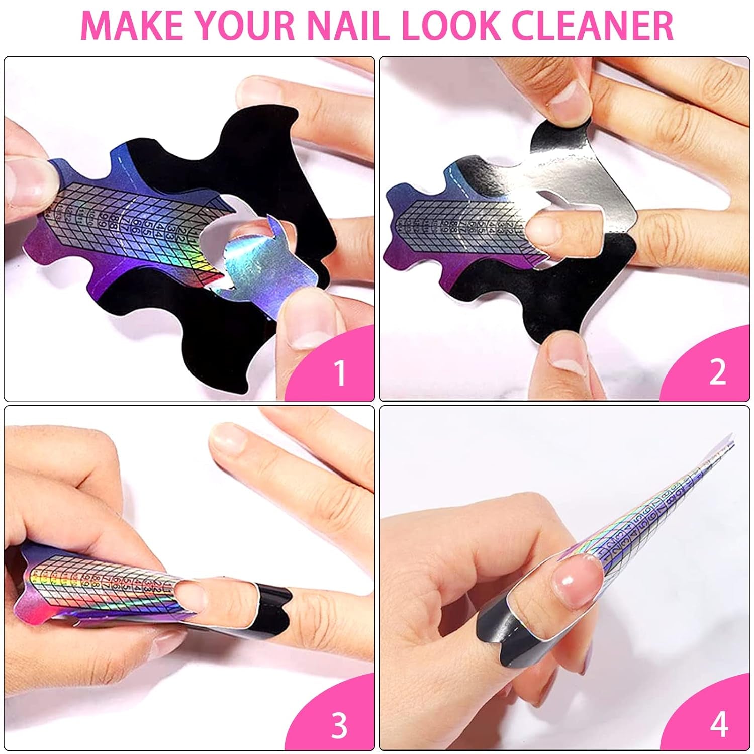 ® 100 Nagelschablonen und 1 Blatt mit 24 transparenten Klebescheiben für Nägel, Nagelverlängerungsschablonen, selbstklebende Gel-Nagelverlängerungsschablonen, Zubehör für künstliche Nägel
