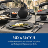 Villeroy & Boch Manufacture Rock Starter-Set, 6-teilig, schwarz, spülmaschinenfest, mikrowellengeeignet, mattschwarzes Geschirrset, Geschirr, Besteck, Premium-Porzellan