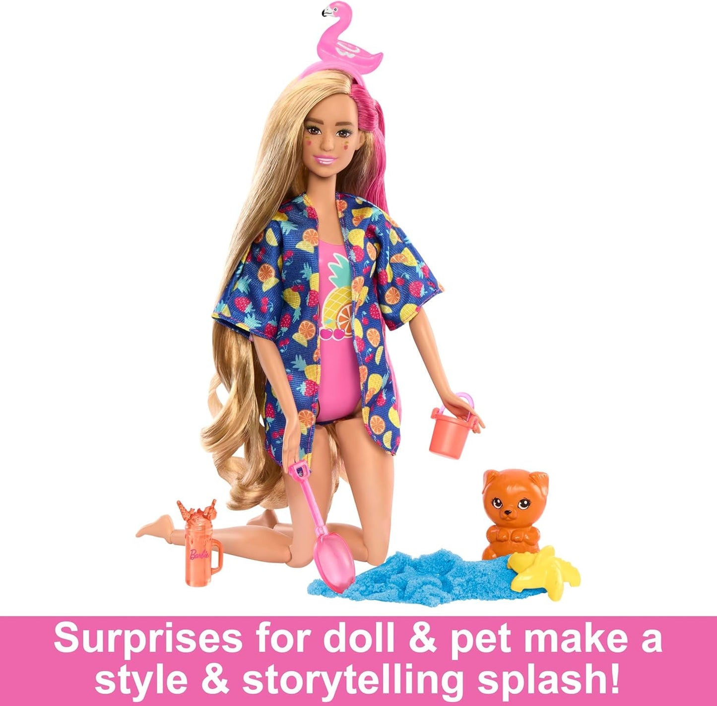BARBIE Pop Reveal Rise & Surprise Geschenkset – 15+ Überraschungen, darunter 1 Barbie-Puppe, Strandzubehör für spielerischen und fruchtigen Spaß für Kinder ab 3 Jahren, 57 HRK