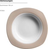 MÄSER Kombi-Geschirrset Nela, 30-teilige Serie, quadratisches Geschirrset für 6 Personen, weiß/braun