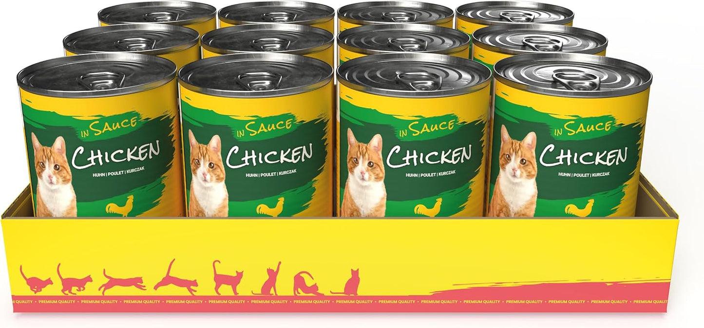 JosiCat Huhn in Sauce (12 x 415 g) | Erwachsener | Premium-Nassfutter für ausgewachsene Katzen | Huhn in Soße | Vitamin D3 und E | Unterstützt von JOSERA | Nassfutter für Katzen | Alleinfuttermittel | 12 Stück