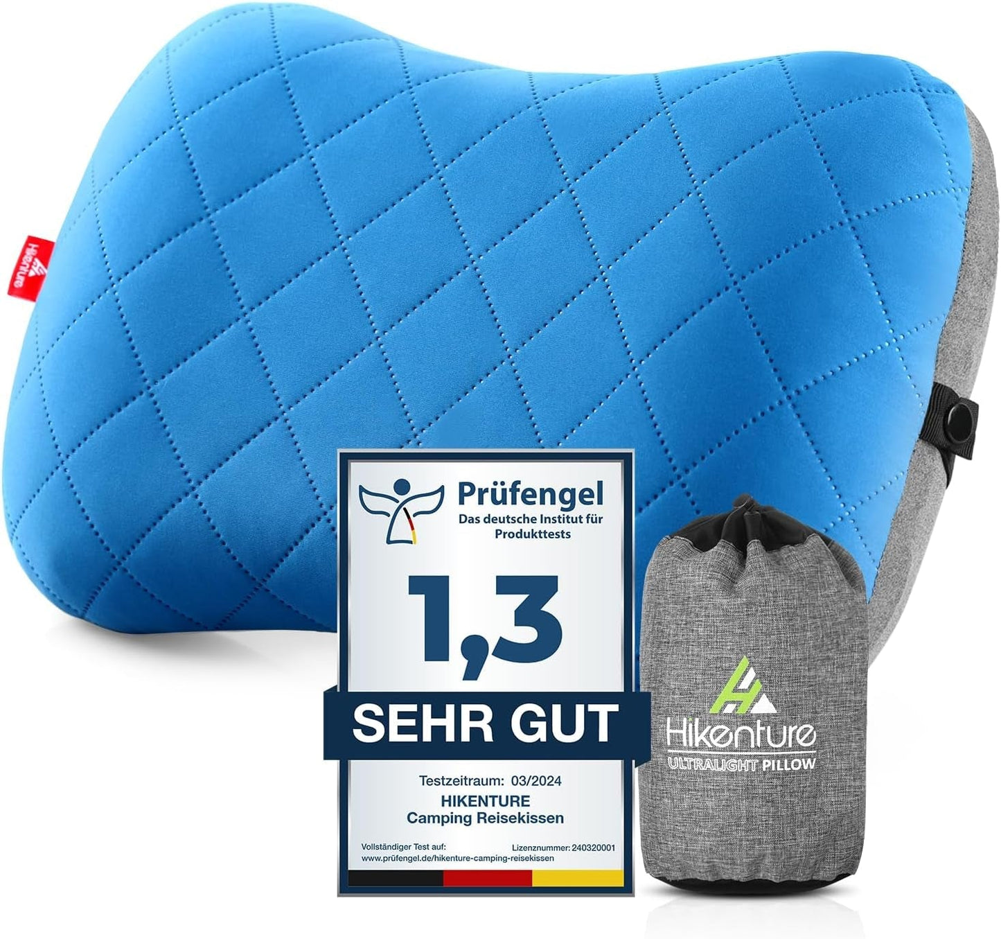 HIKENTURE Aufblasbares Camping-/Reisekissen mit abnehmbarem Kissenbezug, ergonomisches Kissen, bequemes Nackenkissen für Reisen/Outdoor, aufblasbares Reise-Nackenkissen (grün) ... Orthopädische Nackenkissen Naty Shop Blau