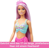 Barbie-Meerjungfrau-Puppe – mit langen rosa Haaren und individuellen Styling-Accessoires, einschließlich Bürste, hübscher Muschel und rosa Flossen, für Kinder ab 3 Jahren, HRR00 Naty Shop Dolls