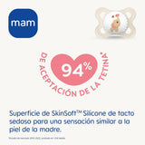 MAM Clip It Schnuller! Broach & Original S226 Skinsoft™ Silikon, ultraweich, für Babys ab 0+ Monaten