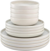 CreaTable, 33065, Uno-Serie, Gelb-Weiß, 12-teiliges Geschirrset, Tellerset aus Porzellan, spülmaschinen- und mikrowellengeeignet, hergestellt in Portugal