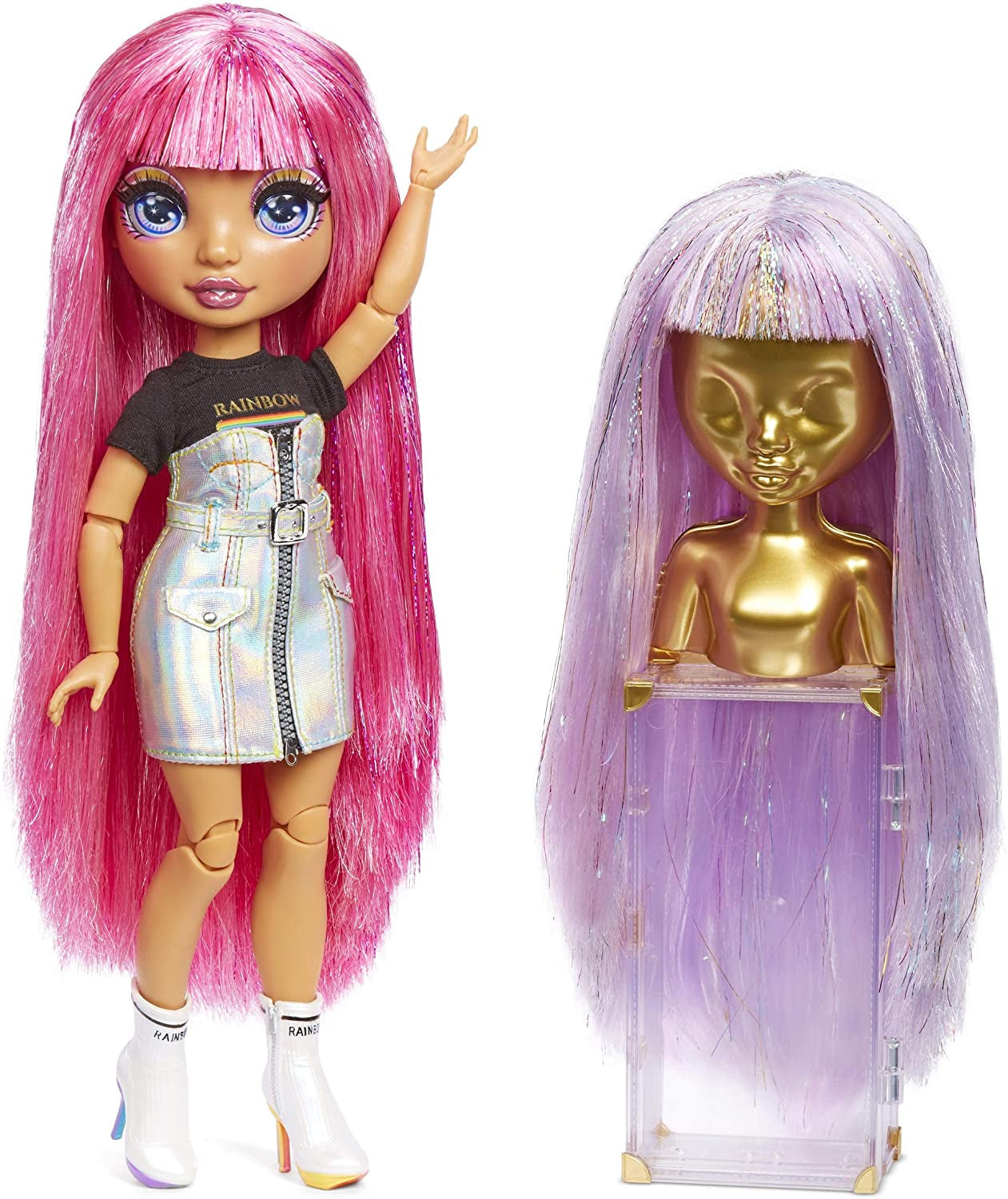 Rainbow High 571049 Fashion Studio – Exklusive Puppe mit Kleidung, Accessoires und 2 glänzenden Perücken – Kreieren Sie über 300 Outfits!