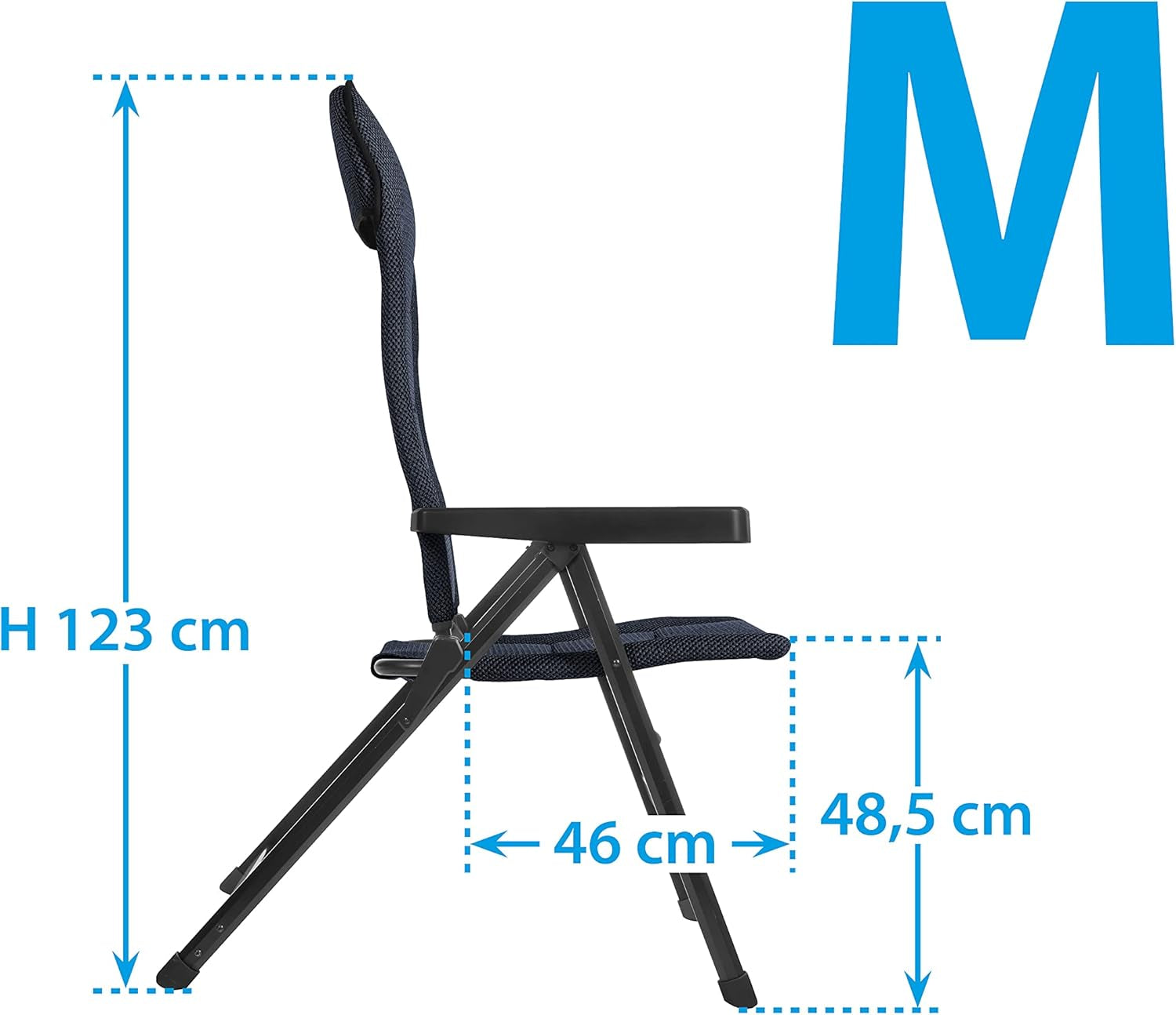 BRUNNER Rebel PRO (S-M-L) Klappstuhl für Camping, Garten, Terrasse Aus Aluminium, 5-fach verstellbar, Belastbarkeit bis 150 kg, hohe Rückenlehne, schwarz oder blau Reisekissen Naty Shop