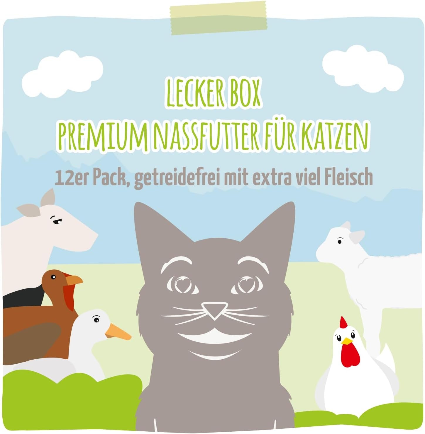 MjAMjAM – Premium-Nassfutter für Katzen – Köstliche Box 12er-Pack (12 x 200 g), getreidefrei mit extra Fleisch