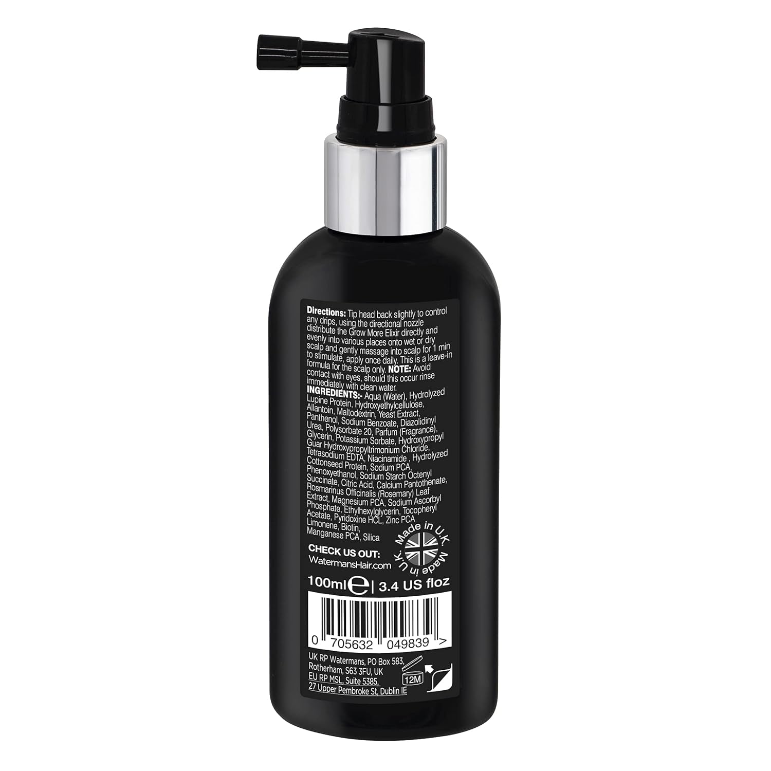 Watermans Grow More Elixir Haarwachstumsserum – Stärkt die Haarwurzeln – Fördert das Haarwachstum – Für Frauen und Männer. Haarpflege Naty Shop