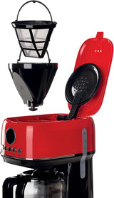 Ariete Moderna 1396 Filter-Espressomaschine für die Zubereitung von amerikanischem Kaffee, bis zu 15 Tassen, Glaskaraffe, Heizplatte, LCD-Display, herausnehmbare und waschbare Filter, weiß