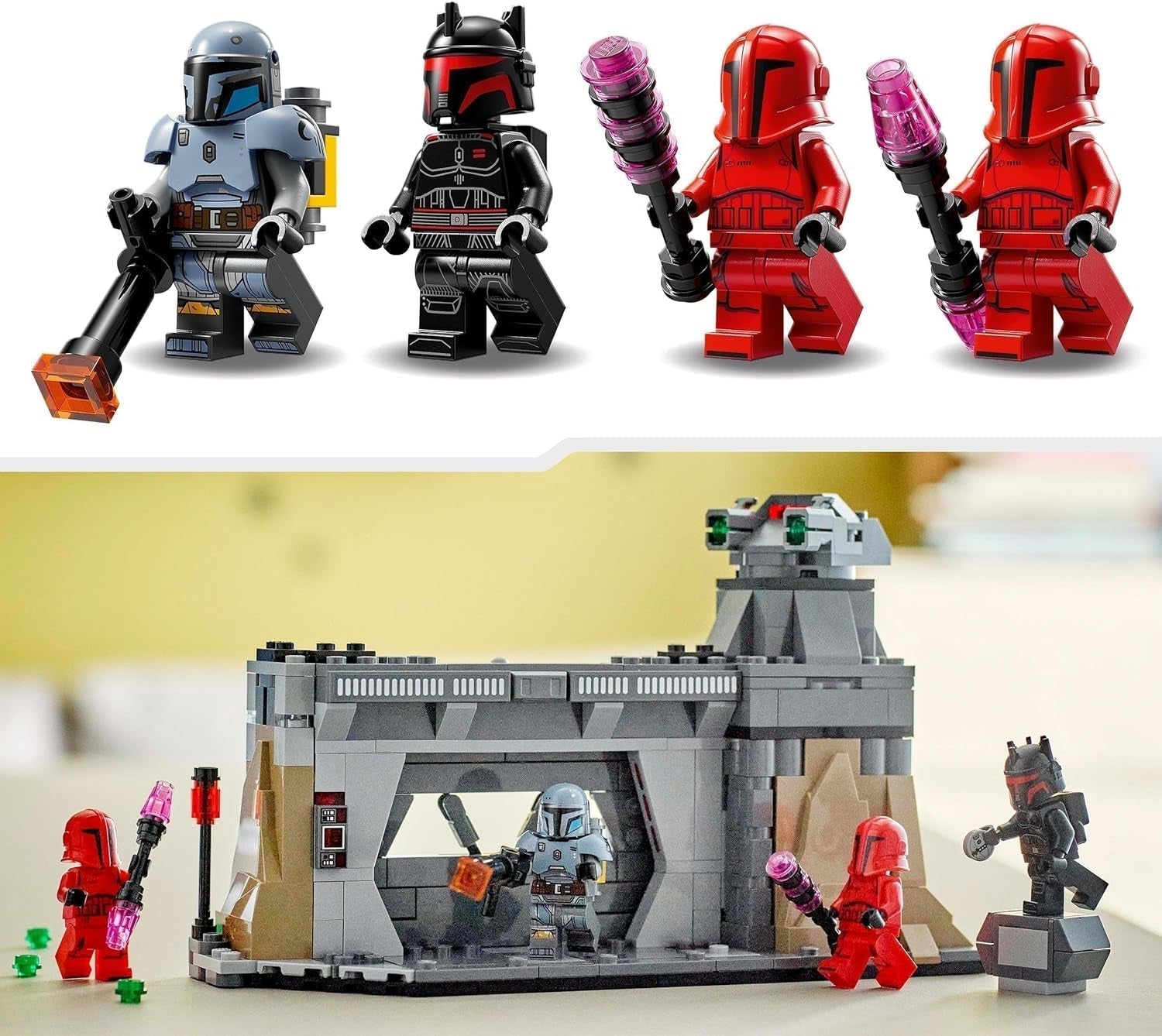 LEGO Star Wars: Das Mandalorianer-Duell zwischen Paz Vizsla und Moff Gideon, Bauspielzeug zum Sammeln für Kinder, Geschenkidee für kreative Jungen und Mädchen ab 7 Jahren, Mandalorianer-Spielzeug 75386 Bausets Beuche den LEGO-Store