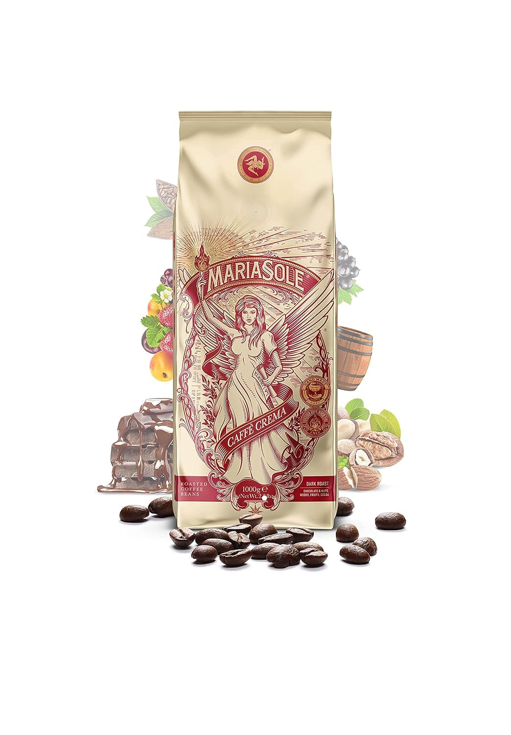 Caffè Crema 1kg – Traditionelle Röstung in Sizilien über Holzfeuer In Handarbeit – Premium Kaffeebohnen für Vollaautomat und Siebträger