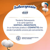 Platzsparend, 96 Rollen Toilettenpapier, 2 Schichten, 220 Tränen pro Rolle, mit natürlichen Extrakten aus Malve und Ringelblume, hergestellt in Italien, dermatologisch getestet.