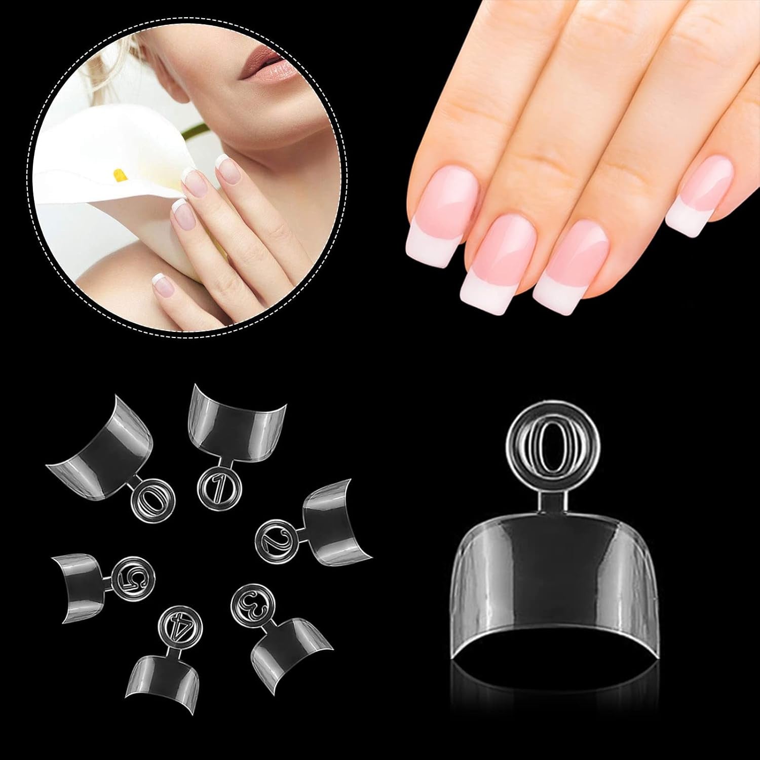 600 Stück ovale künstliche Nagelspitzen, 12 Größen, kurze Nagelspitzen, französische halbe Abdeckung, künstliche Nagelspitzen für DIY Nagelstudio, transparent