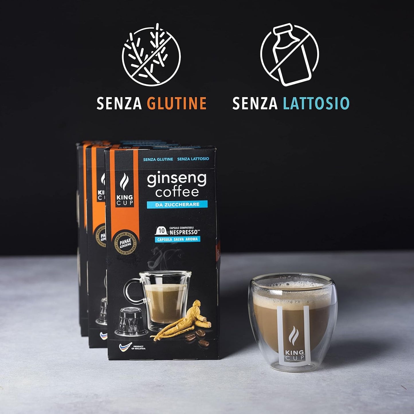 - 5 Packungen mit 10 zuckerfreien Ginseng-Kapseln, 50 Kapseln 100 % kompatibel mit dem Nespresso-System von Ginseng Drink, glutenfrei und laktosefrei