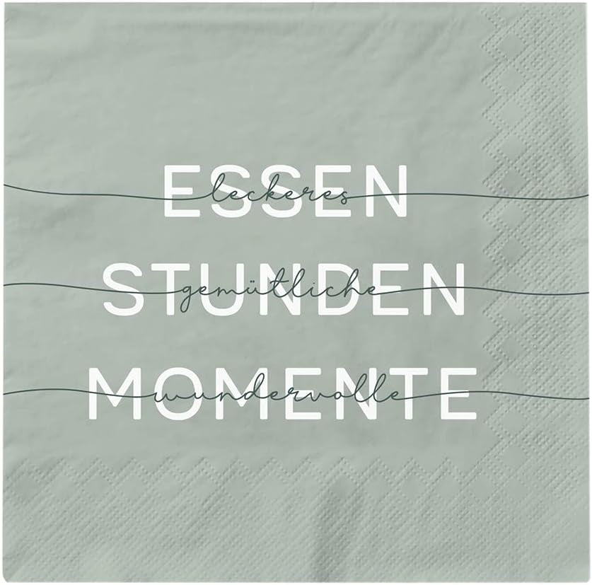 Grafik Werkstatt Servietten Mit Spruch Groß | 20 Stück | 16,5 x 16,5 cm | Grün | Essen, Stunden, Momente