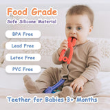 Baby-Beißring [Original] – Silikon-Beißring-Spielzeug, cooler Beißring, Zahnungshilfe, BPA-frei | Spielzeug, Accessoires und Geschenke für Kleinkinder ab 3 Monaten | 4 Stück