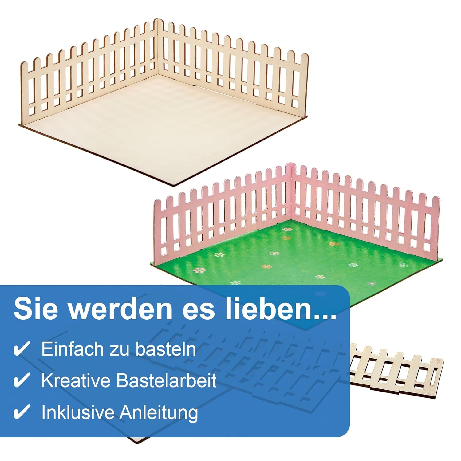 Baker Ross FN256 Mini-Garten-Puppenhaus aus Holz – 1 Packung Kinder-Puppenhaus-Set, Bastelset