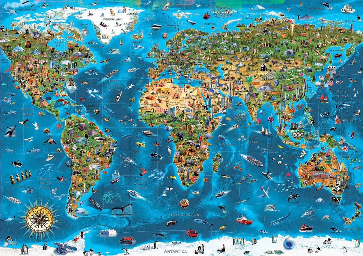 Educa - Puzzle 1000 Teile für Erwachsene | Weltwunder, 1000-teiliges Puzzle für Erwachsene und Kinder, Touristenattraktionen, Weltkarte. Puzzle für Erwachsene ab 14 Jahren (19022) Puzzle Naty Shop