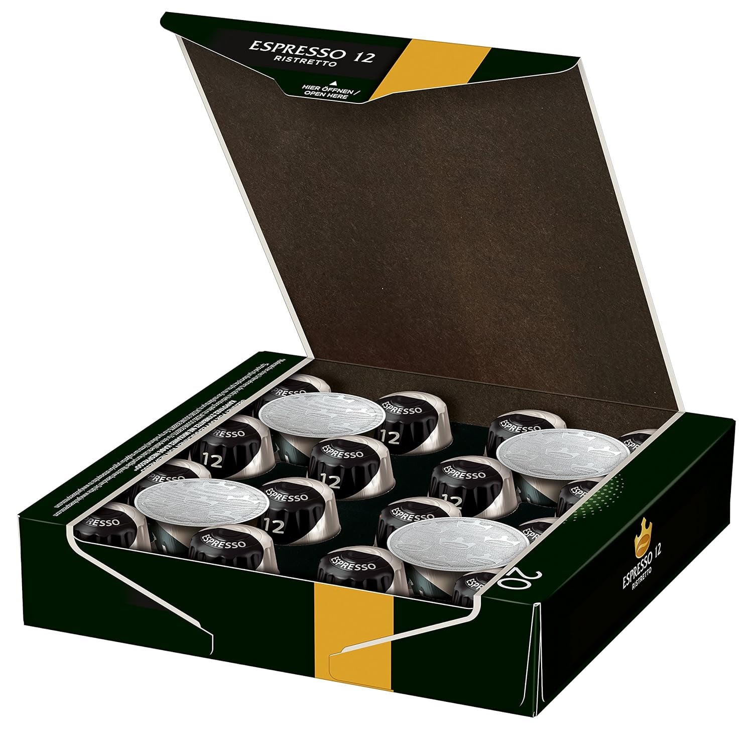 Kaffeekapseln Espresso Ristretto, Intensität 12 von 12 & Kaffeekapseln Krönung Crema, 200 Nespresso-kompatible Kapseln, 10er Pack, 10 x 20 Getränke, 1040 g