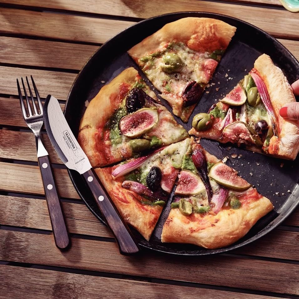 Tramontina PIZZA Besteck, 8-teiliges Set, Für 4 Personen, Rostfreier Edelstahl, Fsc-Zertifizierte Holzgriffe, Spülmaschinenfest Kitchen Naty Shop