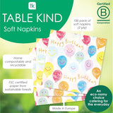 Hochwertige Happy Birthday Smiley-Papierservietten, Ballonservietten für Party-Catering, umweltfreundliche Einwegservietten, kompostierbar, langlebig und recycelbar