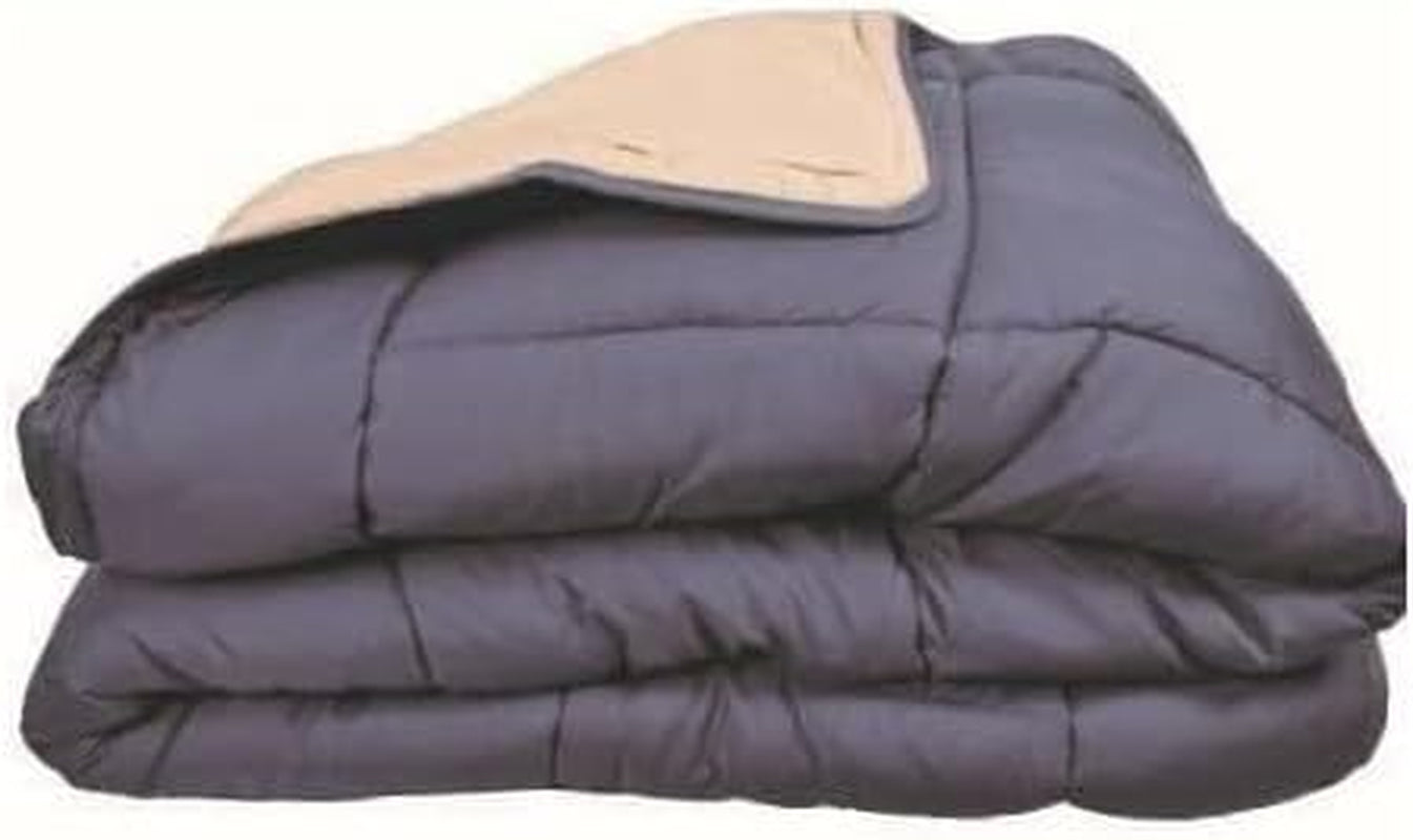 Poyet Motte Waschbare Steppdecke mit festem Bezug – 140 x 200 cm – Petrolblau/Mastixbeige Steppdecken und Steppdecken Naty Shop