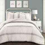 Gestreifter Farmhouse-Bettbezug von Lush Decor, Full/Queen, grau Naty Shop Bettdecken und Steppdecken Grey Full Queen