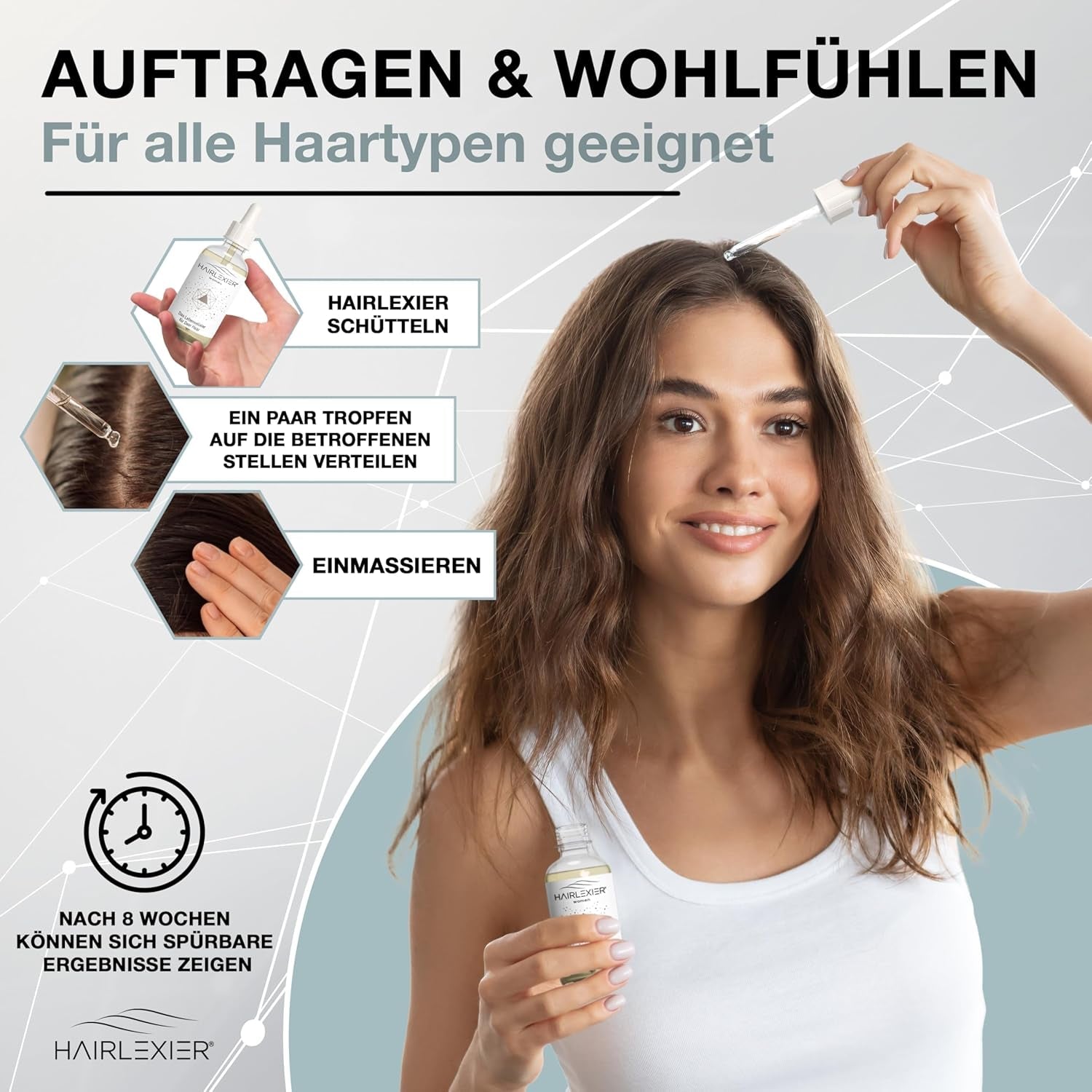 Hairlexier Haarwuchsmittel für Frauen – Rosmarin-Haaröl, Rizinusöl-Haaröl, Lavendelöl, natürliches Haarserum gegen diffusen Haarausfall, unterstützt das Haarwachstum, vegan & biologisch + Arbeitsbuch Haarpflege Naty Shop