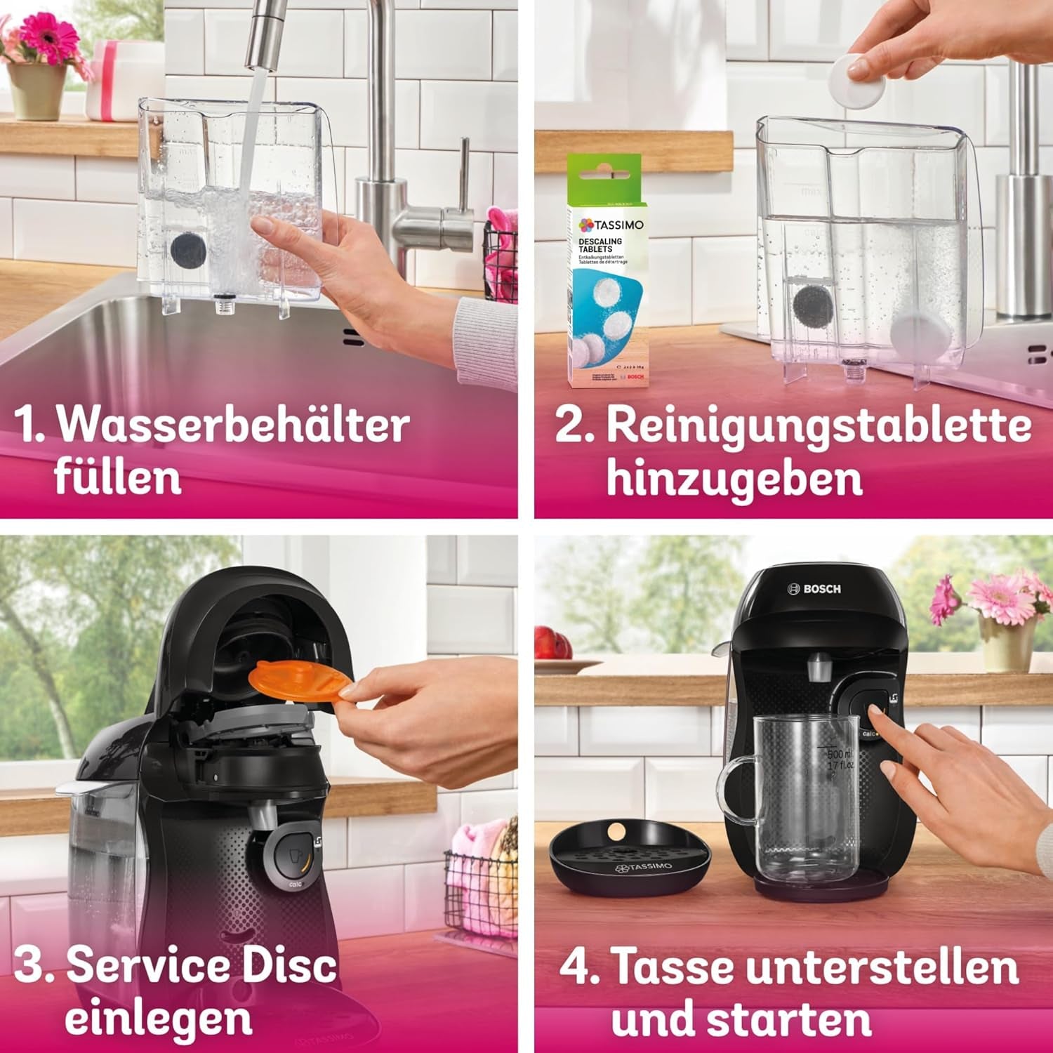 Bosch Tassimo Happy Friendly TAS102E Kapsel-Espressomaschine, 70+ Getränke, für alle Tassen geeignet, Auto-Stop, nachhaltig, perfekte Dosierung, platzsparend, 1400 W, schwarz