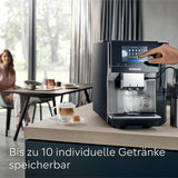 Automatische Espressomaschine Siemens EQ700 classic TP715D01, App-Steuerung, Cold Brew, intuitives Touch-Display, bis zu 10 individuelle Kaffeekreationen als Favoriten, automatische Dampfreinigung, 1500 W, silbergrau