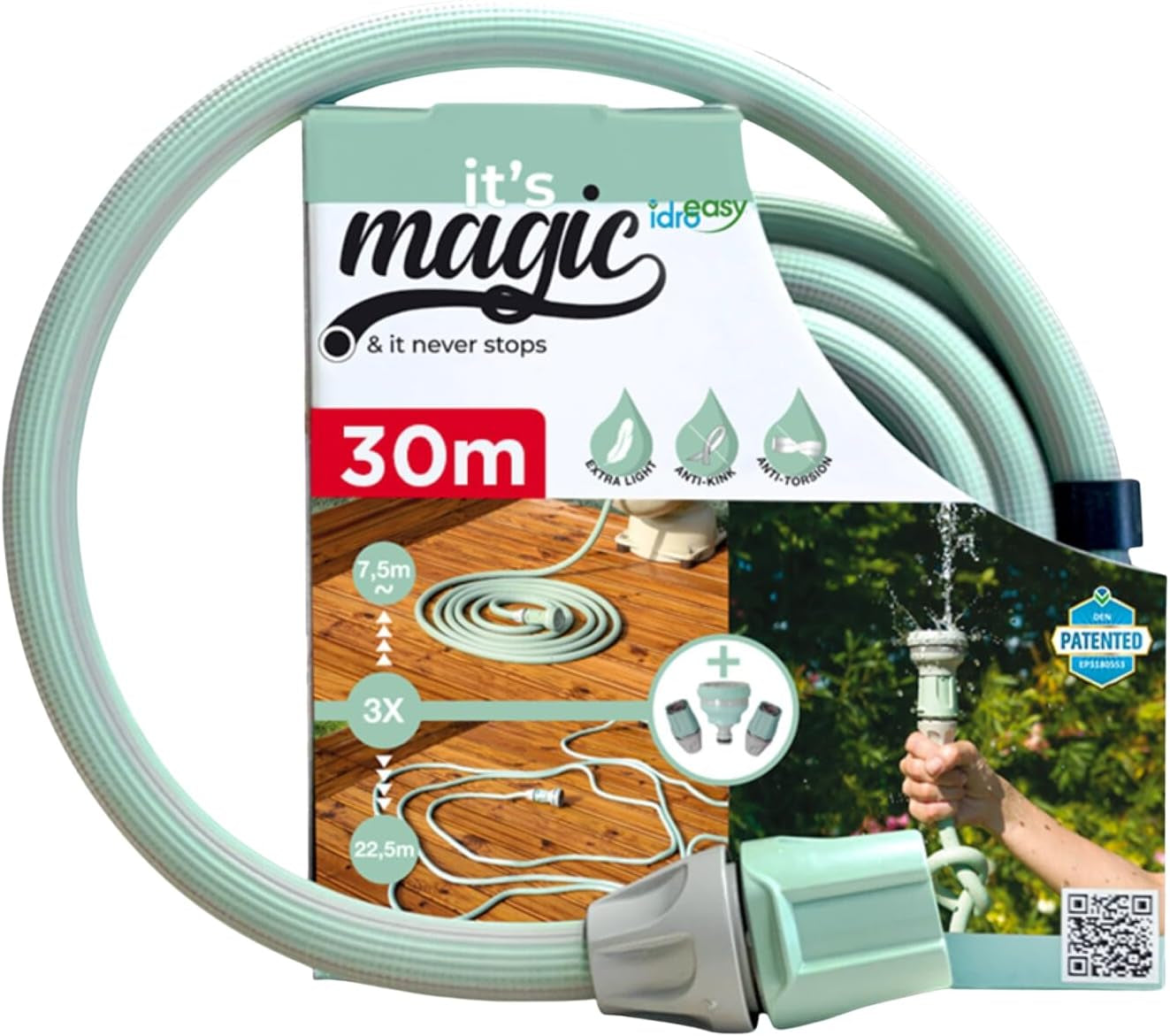 Magic Soft Smart 30 Meter – Gartenbewässerungsrohr, knoten- und verdrehsicher, Wasserschlauch