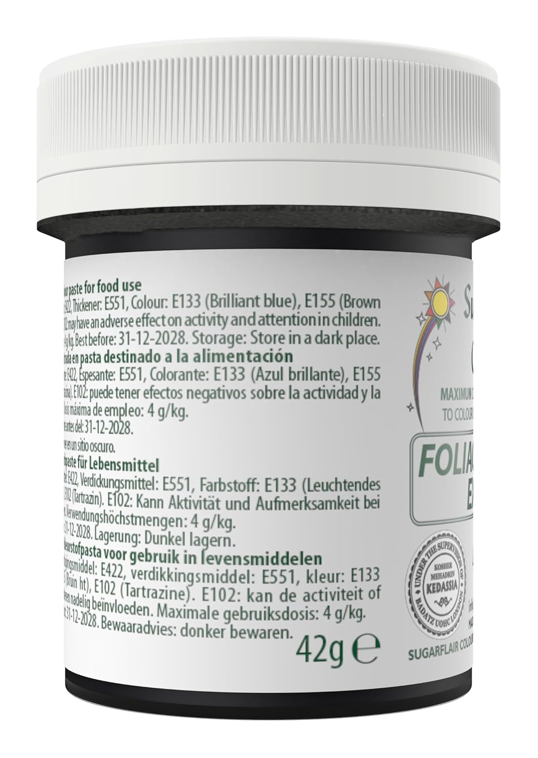 Sugarflair Max Concentrated Foliage Green Lebensmittelfarbe, hochkonzentrierte Marzipan- und Fondant-Lebensmittelfarbe, Max Concentrate Pastenfarbe – 42 g