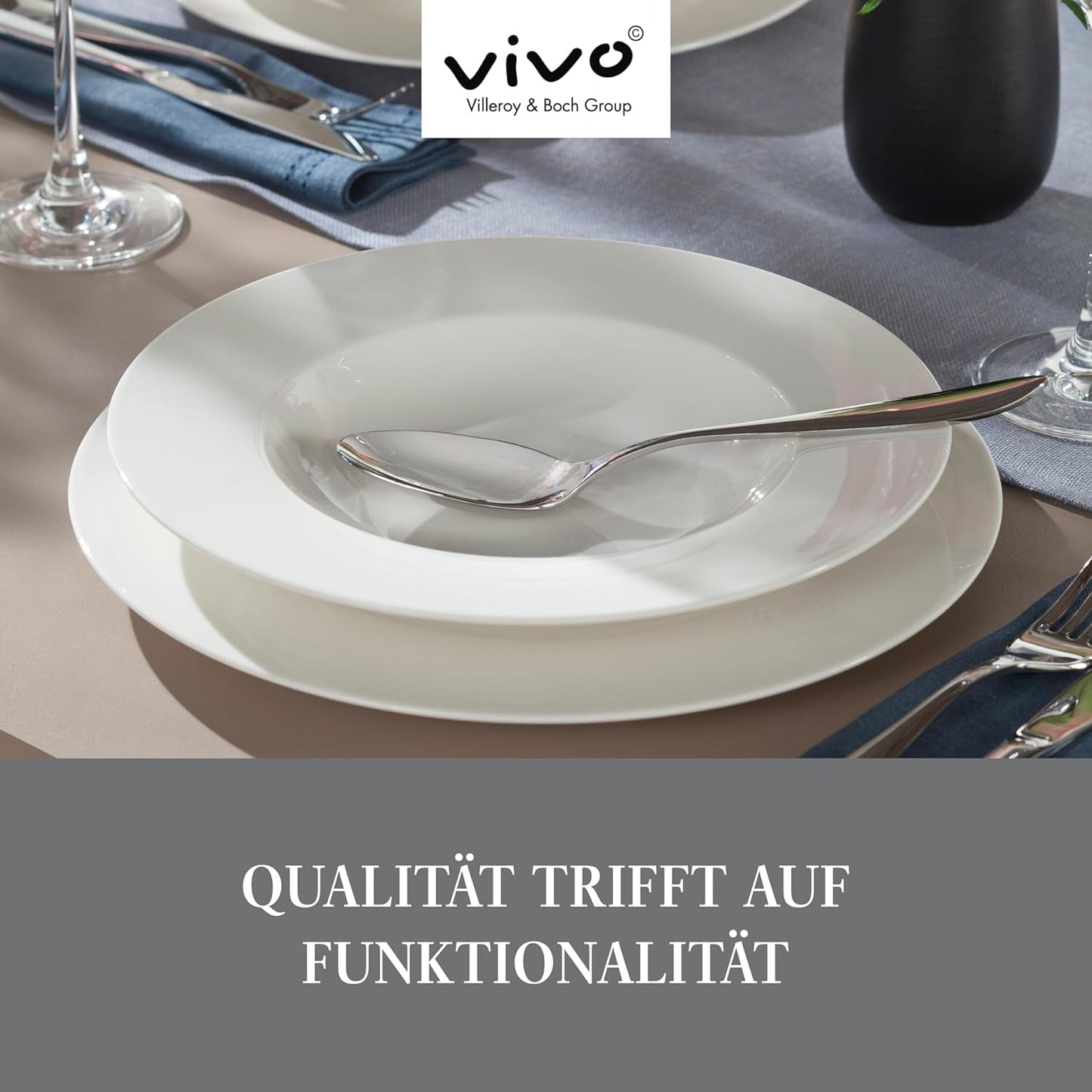 vivo - Villeroy & Boch Group - Basic White 30-teiliges Geschirrset, spülmaschinen- und mikrowellengeeignet, weißes Geschirrset, Kaffeeset, Keramik, Teller, Tassen, Premium-Porzellan