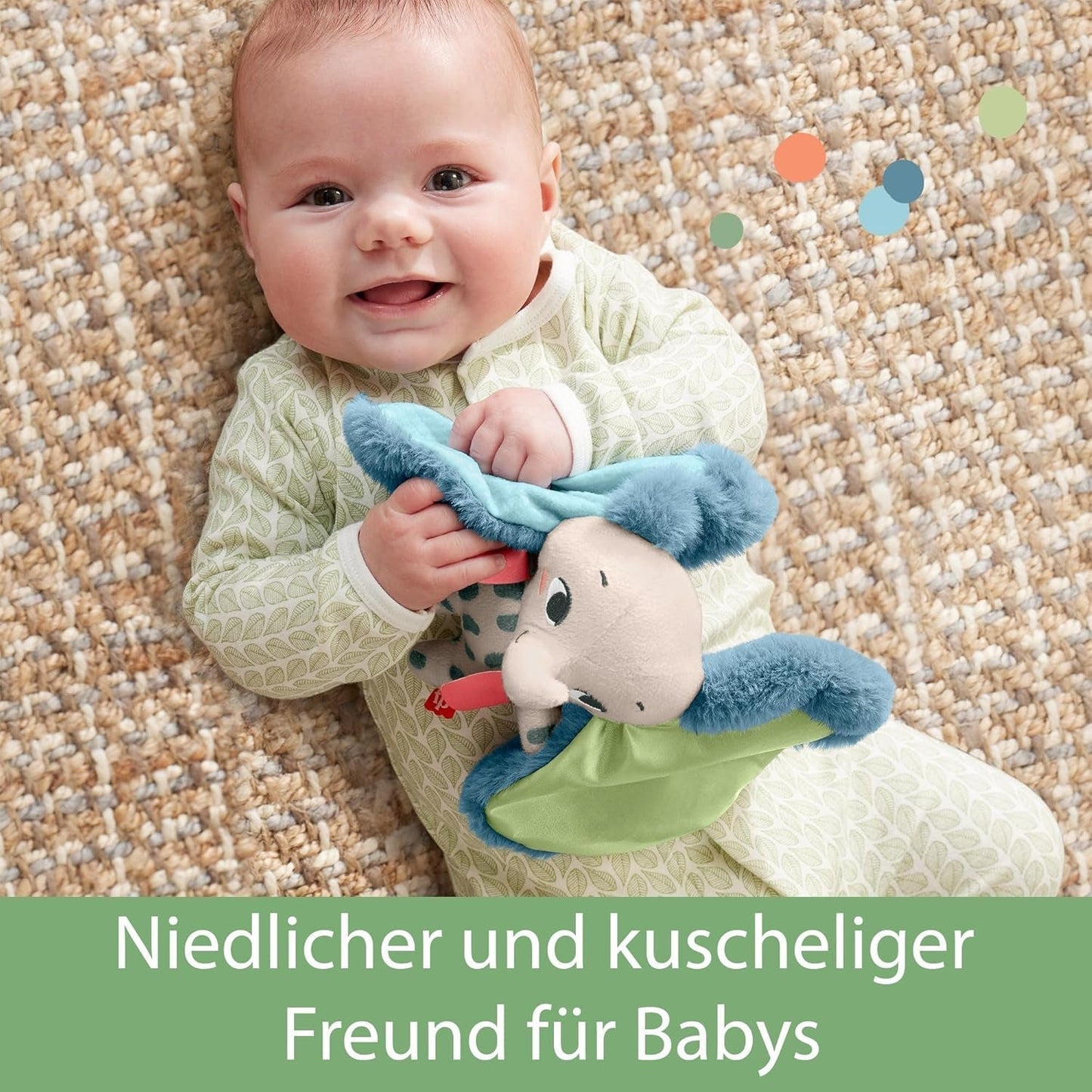 Fisher-Price Giant Ear Elephant – Entzückendes weiches Plüschtier mit extra großen Ohren, aus 90 % recyceltem Kunststoff und FSC-zertifizierter Verpackung, für Babys ab 3 Monaten, HKD63 Bebe Toys Naty Shop