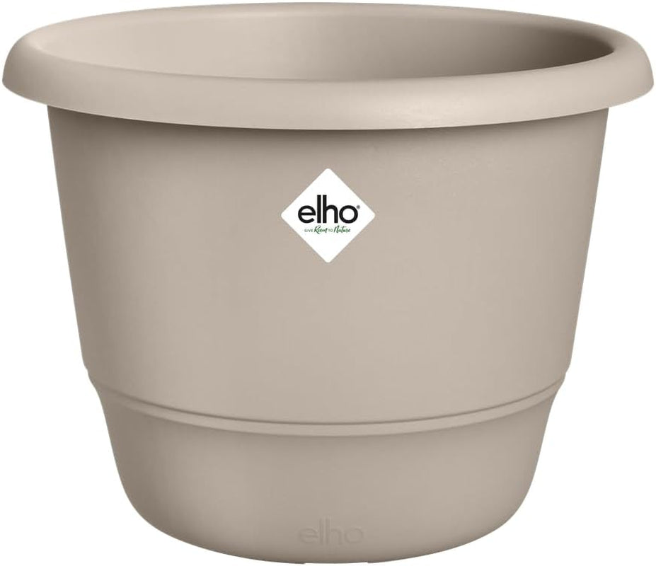 elho Amiga Round 47 – Blumentöpfe für den Innen- und Außenbereich – 100 % recycelter Kunststoff – Ø 47,0 x H 35,3 cm – Beige/Pilzbeige