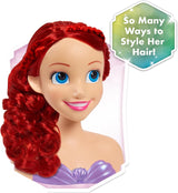 Ariel Just Play Disney Prinzessinnen-Haarkopf, 20 cm, mit Zubehör, 7-teiliges Set, rotes Haarspielzeug für Kinder ab 3 Jahren