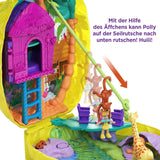 Polly Pocket GKJ64 – Tragbare Ananas-Taschen-Kompaktdose mit 8 lustigen Funktionen, Polly- und Lila-Puppen, 2 Zubehörteilen und Aufkleberbogen; Spielzeug für Kinder ab 4 Jahren