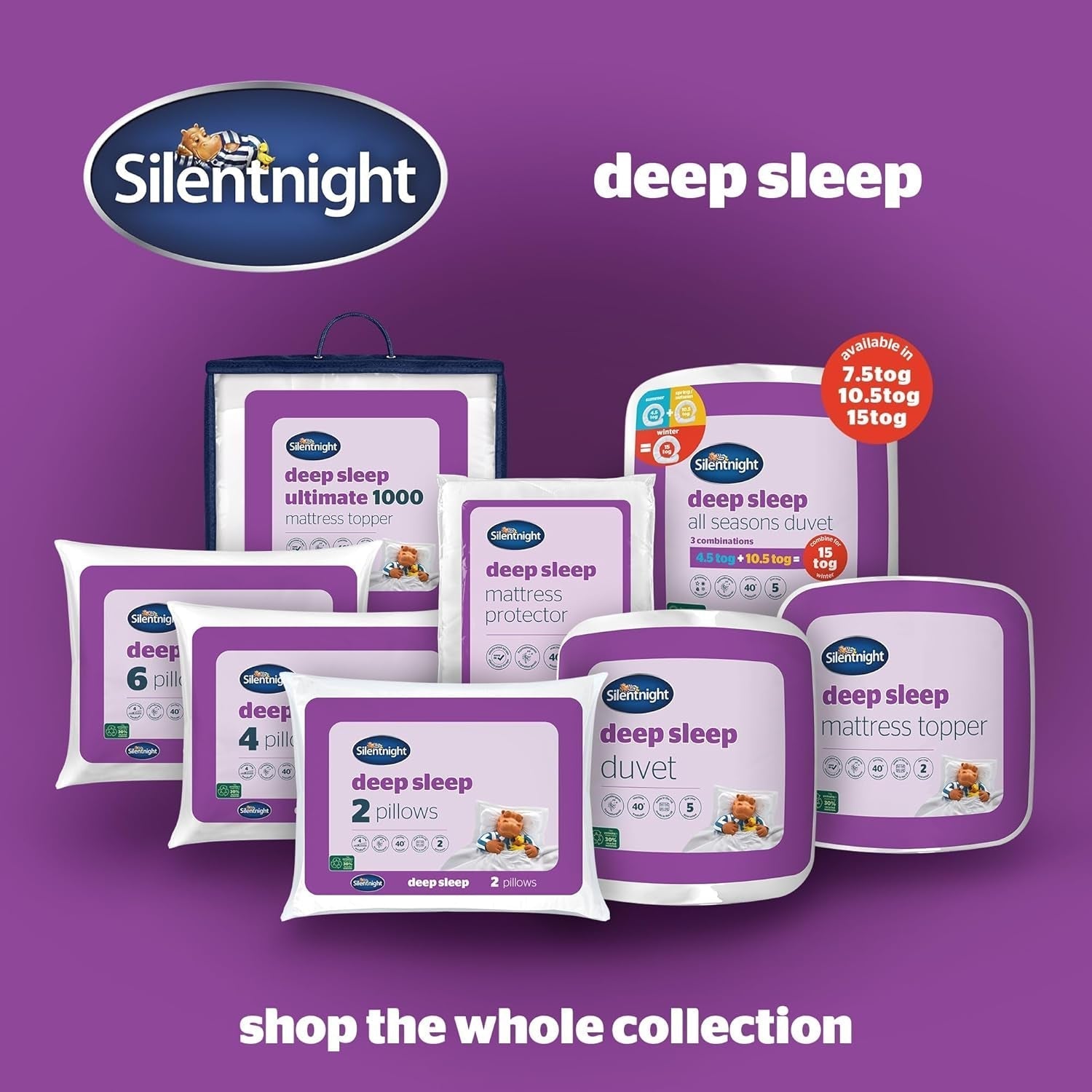 Silentnight Deep Sleep Steppdecke, weiß, Mikrofaser, weiß, Einzelbett Steppdecken und Steppdecken Naty Shop