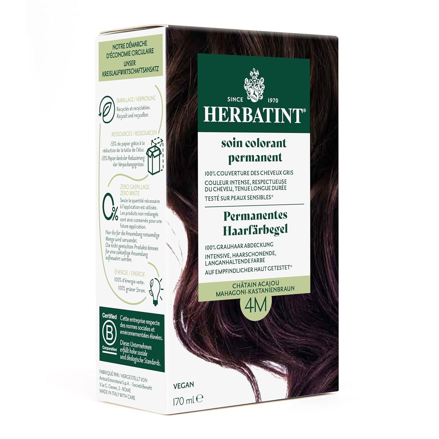 Permanentes Haarfärbegel 6N Dunkelblond – 170 ml I Ammoniakfrei, 100 % Abdeckung grauer Haare I Getestet auf empfindlicher Haut, mit 8 Pflanzenextrakten