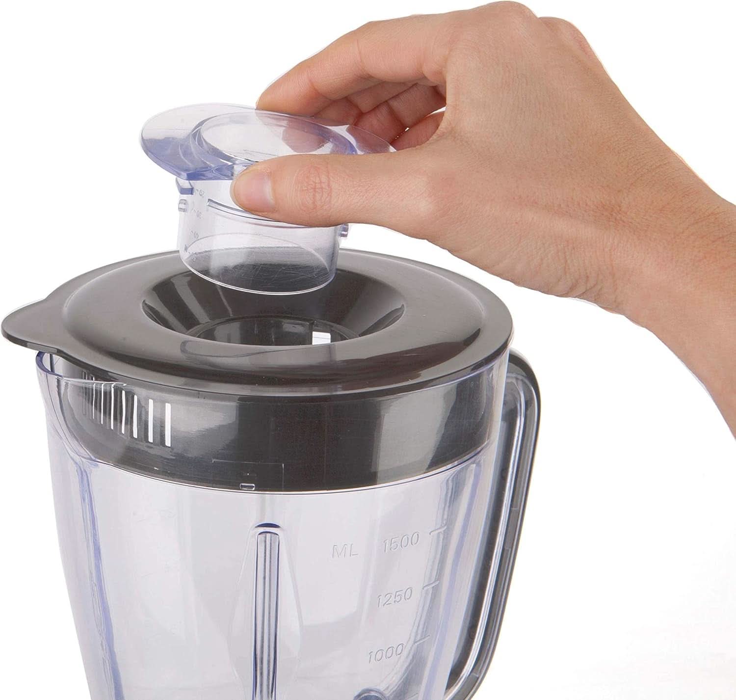 BLACK+DECKER Standmixer | 500W | 2 Geschwindigkeiten | Pulsfunktion | Glaskrug | 1,5L | Edelstahlmesser mit 4 Klingen | Herausnehmbar und leicht zu reinigen | Weiß Und Grau Kitchen Naty Shop