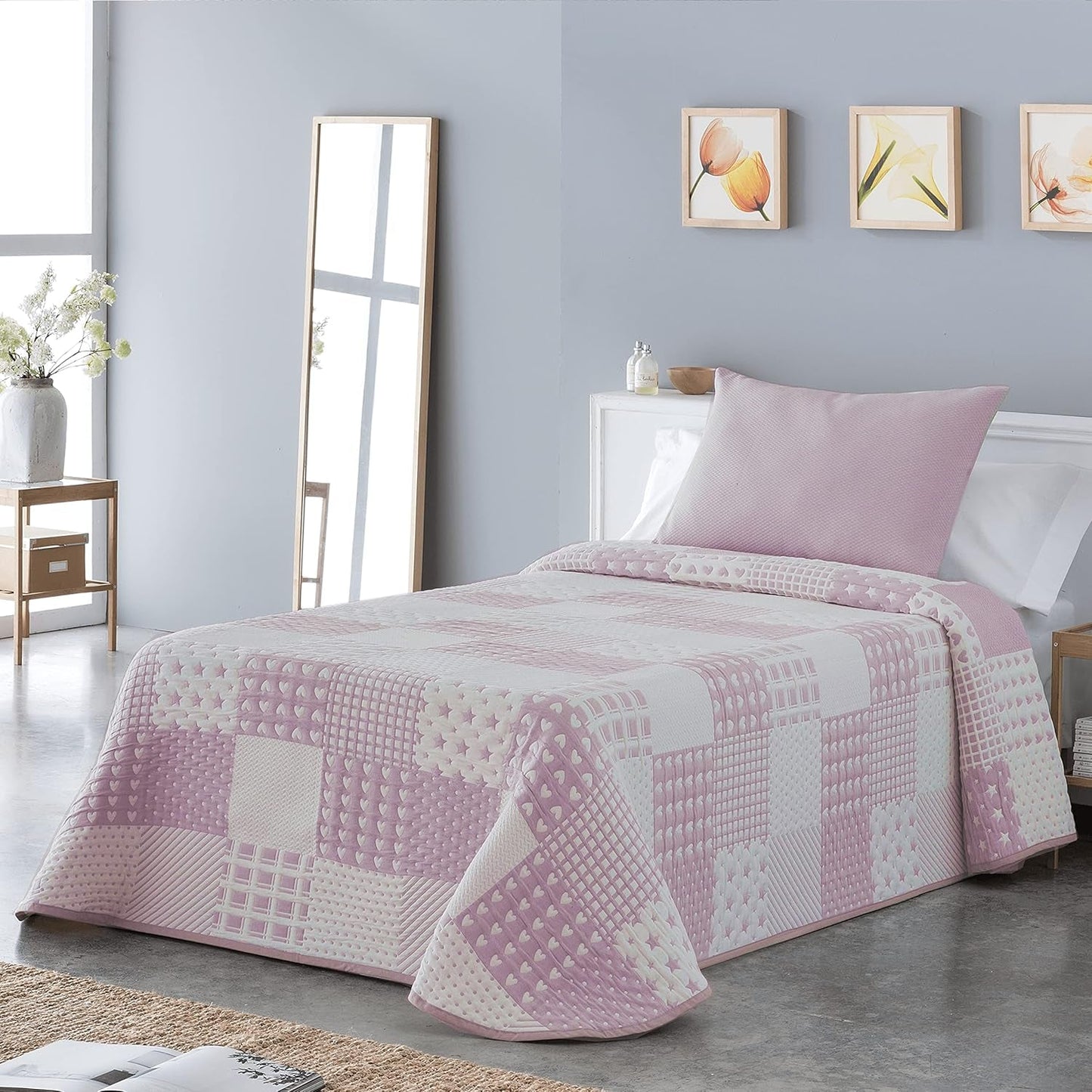 VIALMAN Colcha Bouti Ligera Tagesdecke Sofia 21, Polyester-Baumwolle, Beige, Cama 150: 250 x 270 cm. Betten und Decken. Besuchen Sie den VIALMAN-Store Pink Cama 150: 250 x 270 cm