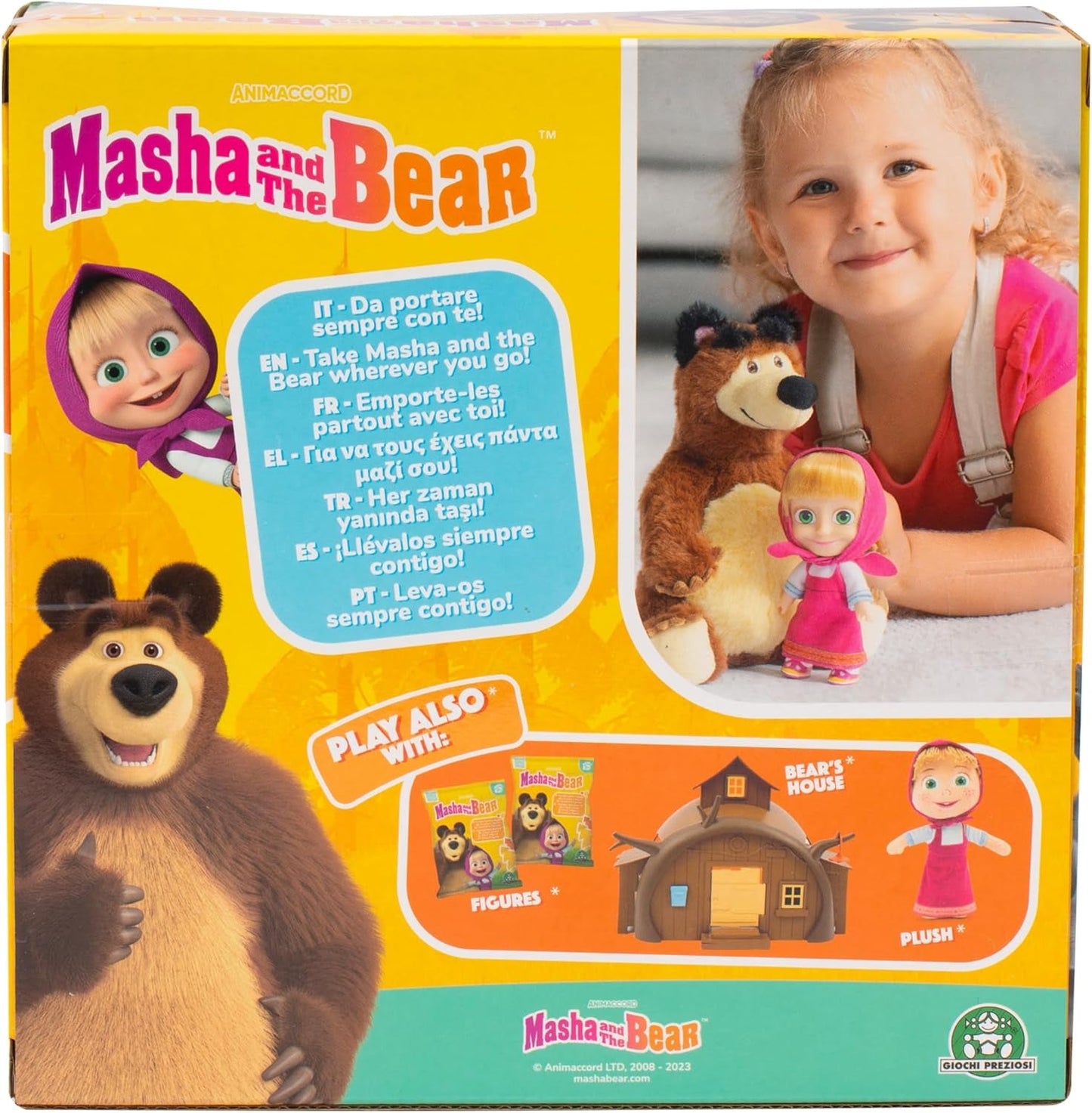 Mascha und Michka, 12 cm große Mascha-Puppe und 20 cm große Bärka-Plüschspielzeug für Kinder ab 3 Jahren MHA21