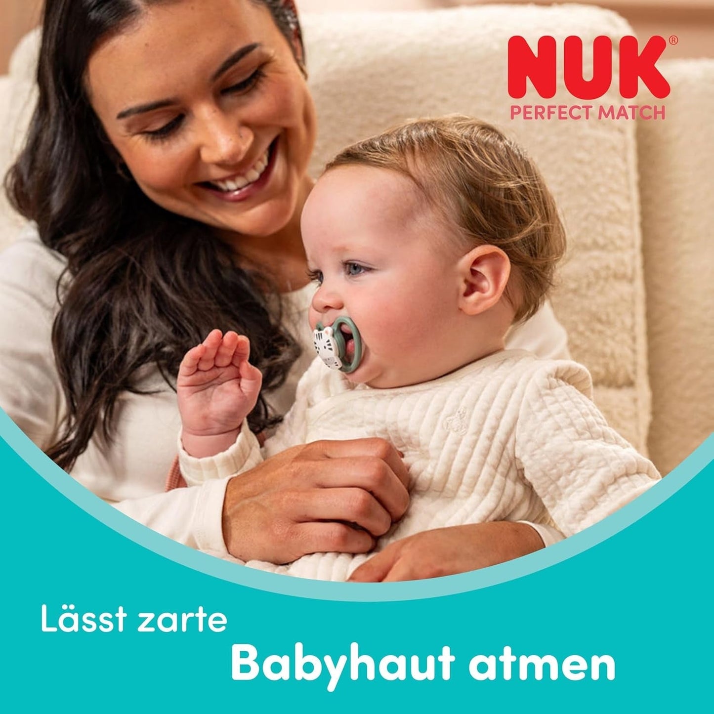 NUK Perfect Match Air Night Schnuller für Babys | 0-6 Monate | Im Dunkeln leuchtende Schnuller, die die Luftzirkulation fördern und das Sabbern verhindern | 95 % Akzeptanz bei Babys** | Löwe | 2 Stück