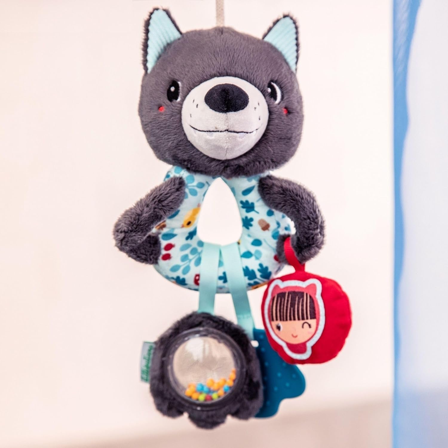 Lilliputiens – Multifunktionsringe „Louis der Wolf“ – Rassel für Babys mit Geräuschen, Texturen und Farben – Leicht zu fangen – Stimuliert die Sinne und fördert die motorischen Fähigkeiten – Ab 3 Monaten – 83505 Jucarii Bebe Naty Shop